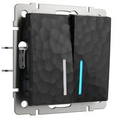 Изображение Выключатель двухклавишный проходной с подсветкой Hammer (черный) W1222108